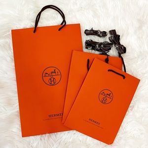 Authentic HERMES Shopping Bags + Ribbon